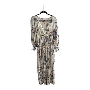 Pink Lily Cream Floral Maxi Dress